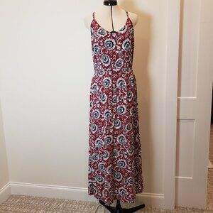 GAP Pink Floral Print Maxi T Back Sleeveless V Neck Pullover Dress Large
